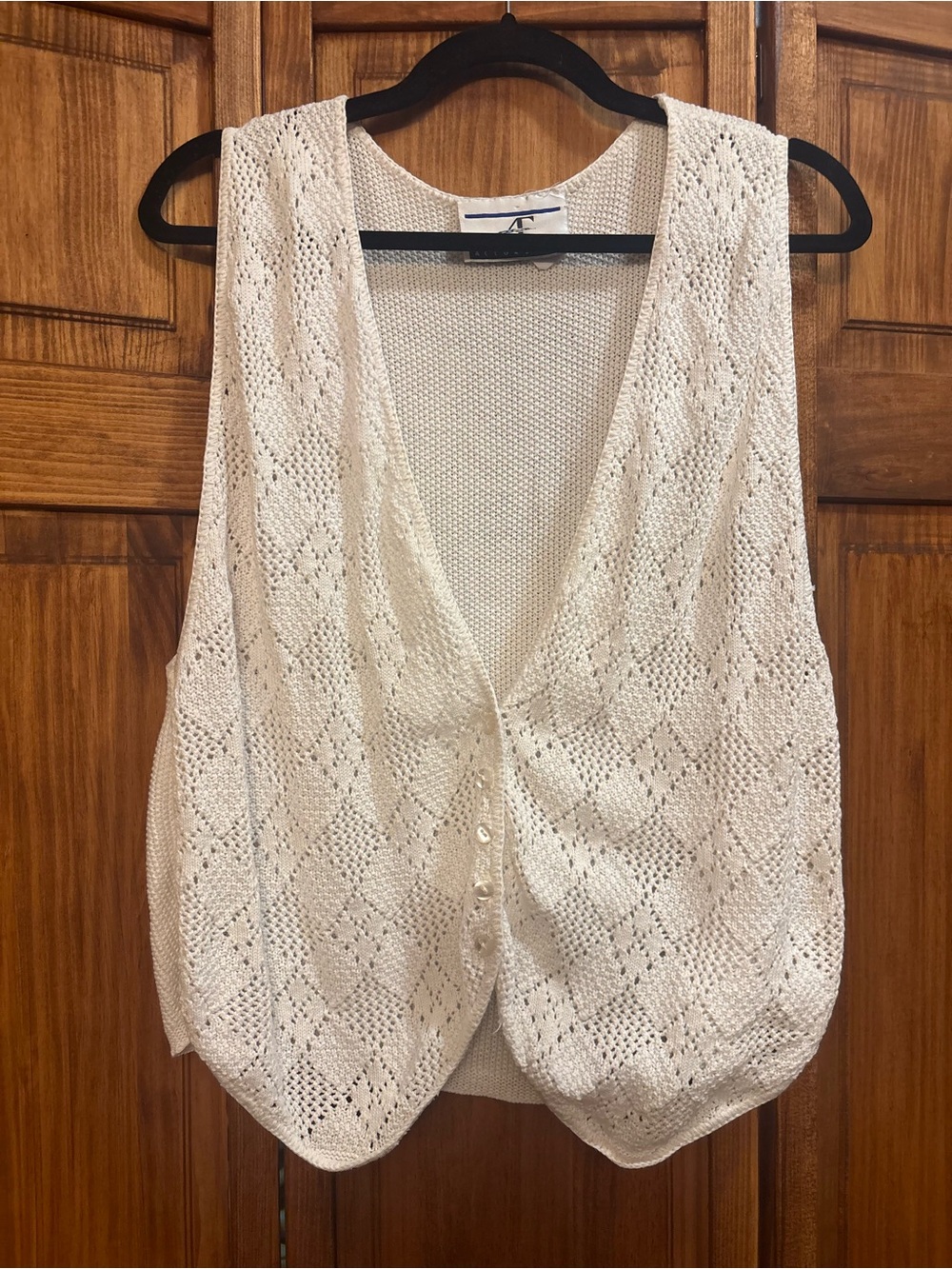 Lightweight Crochet Knit Vest - Cream